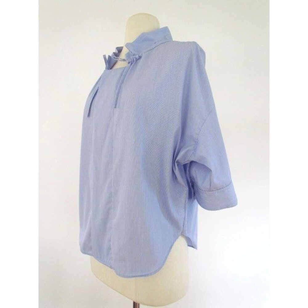 Macphee Tomorrowland Blue Cotton Top Button Oversized Sz 36 Small Made in Japan